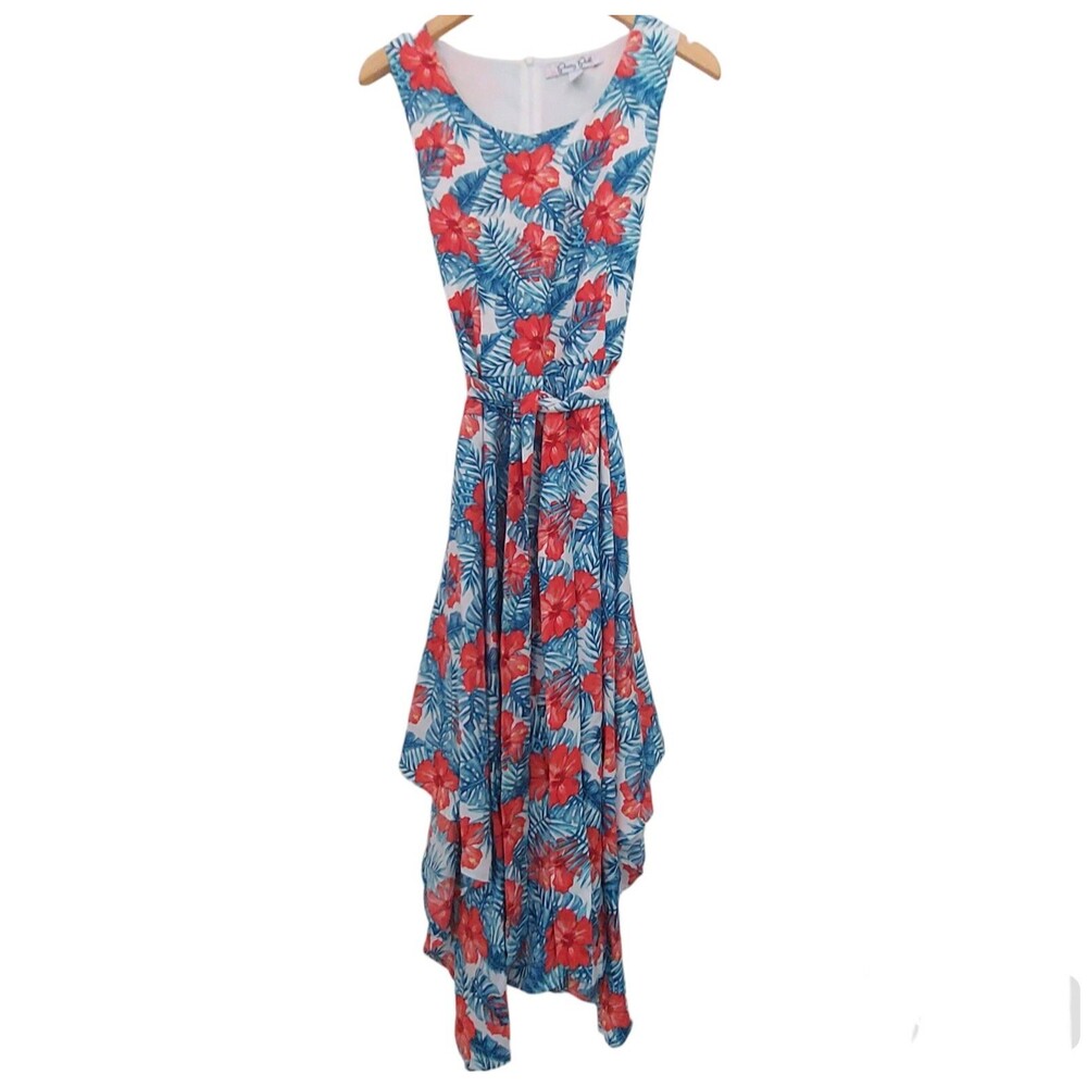 Summer Maxi Dress Size Large Hibiscus Floral Print Cruise Aloha
